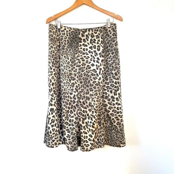Lucia Leopard Print Silk-like A-Line Midi Skirt - Picture 1 of 8
